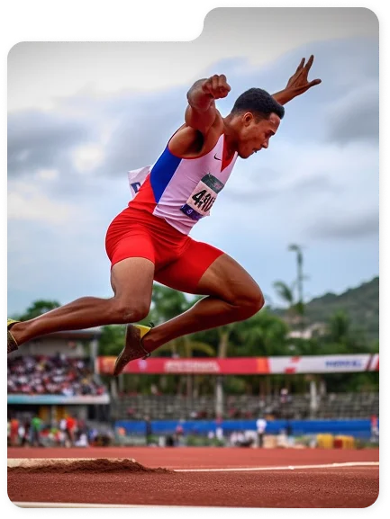 Un athlète est resté suspendu dans les airs lors d'un saut en longueur