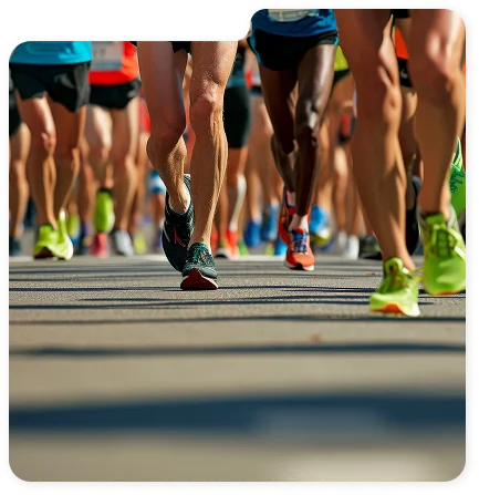 Les jambes des athlètes participant au marathon