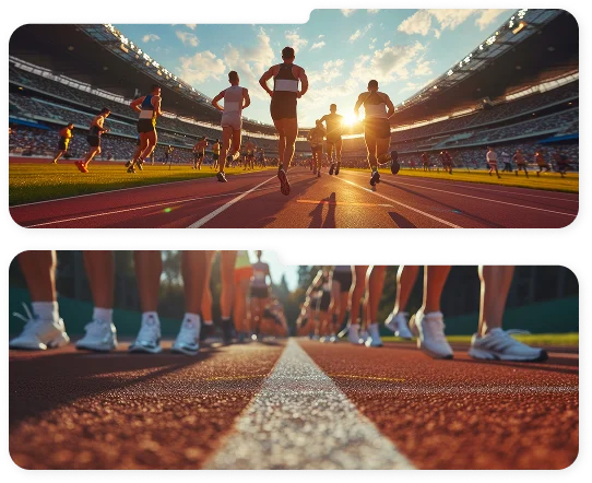 Les participants à la course à pied au stade