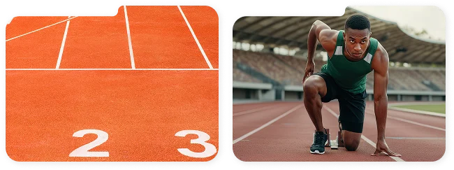 Piste de course orange avec numérotation